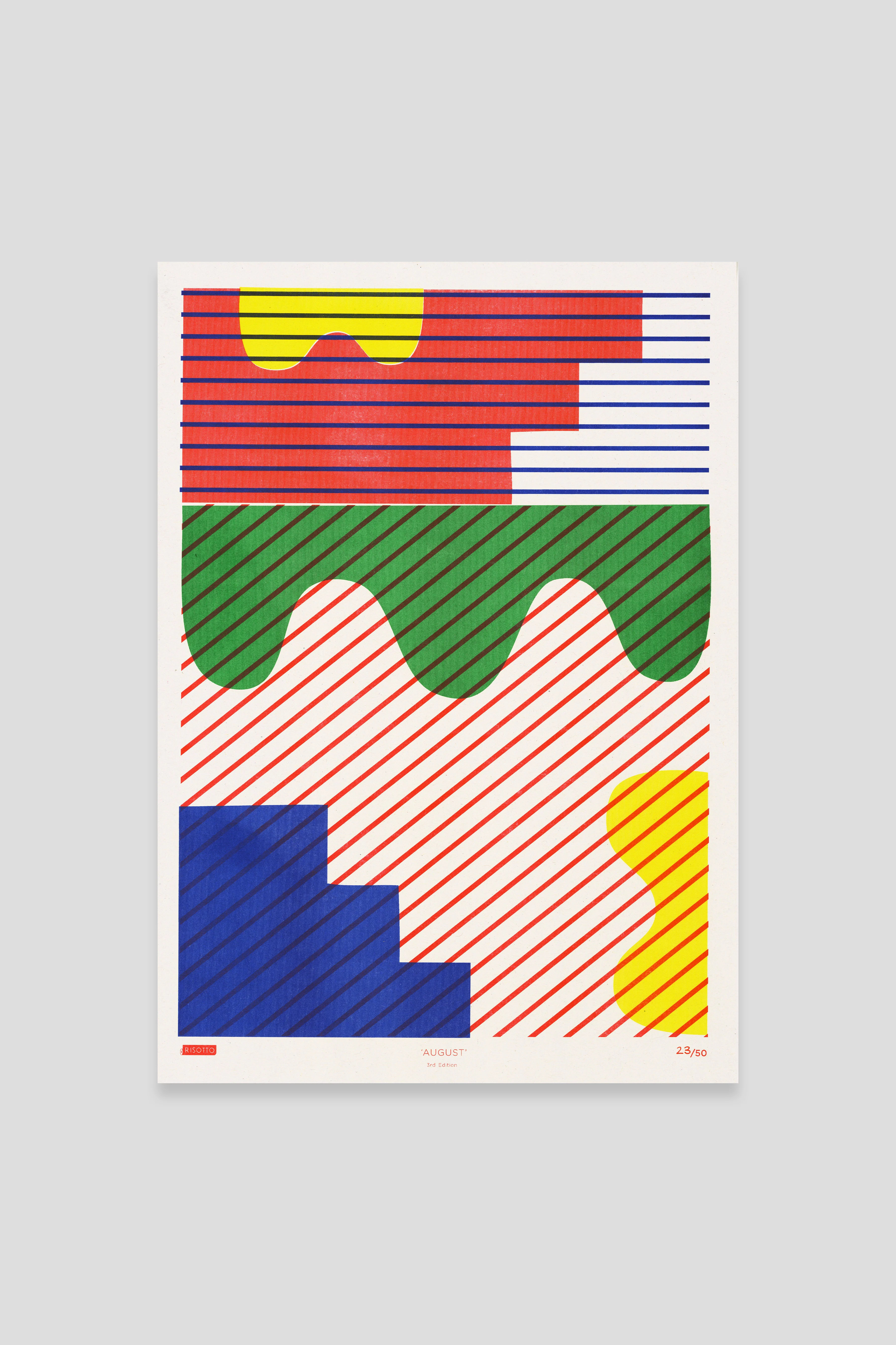 August A3 Risograph Wall Art - Calendar Pattern Print