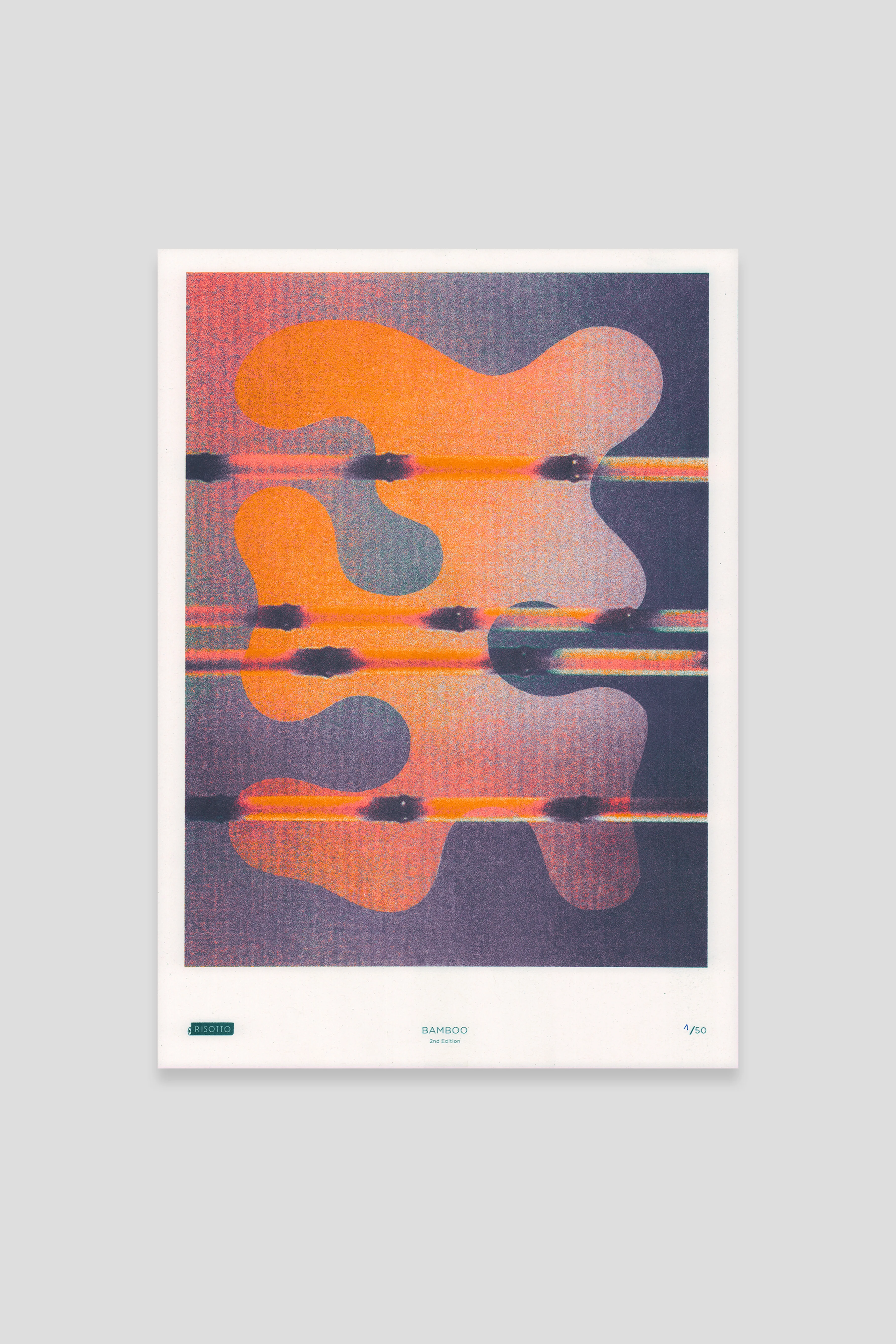 Bamboo A3 Risograph Wall Art - Pink & Orange Pattern Print
