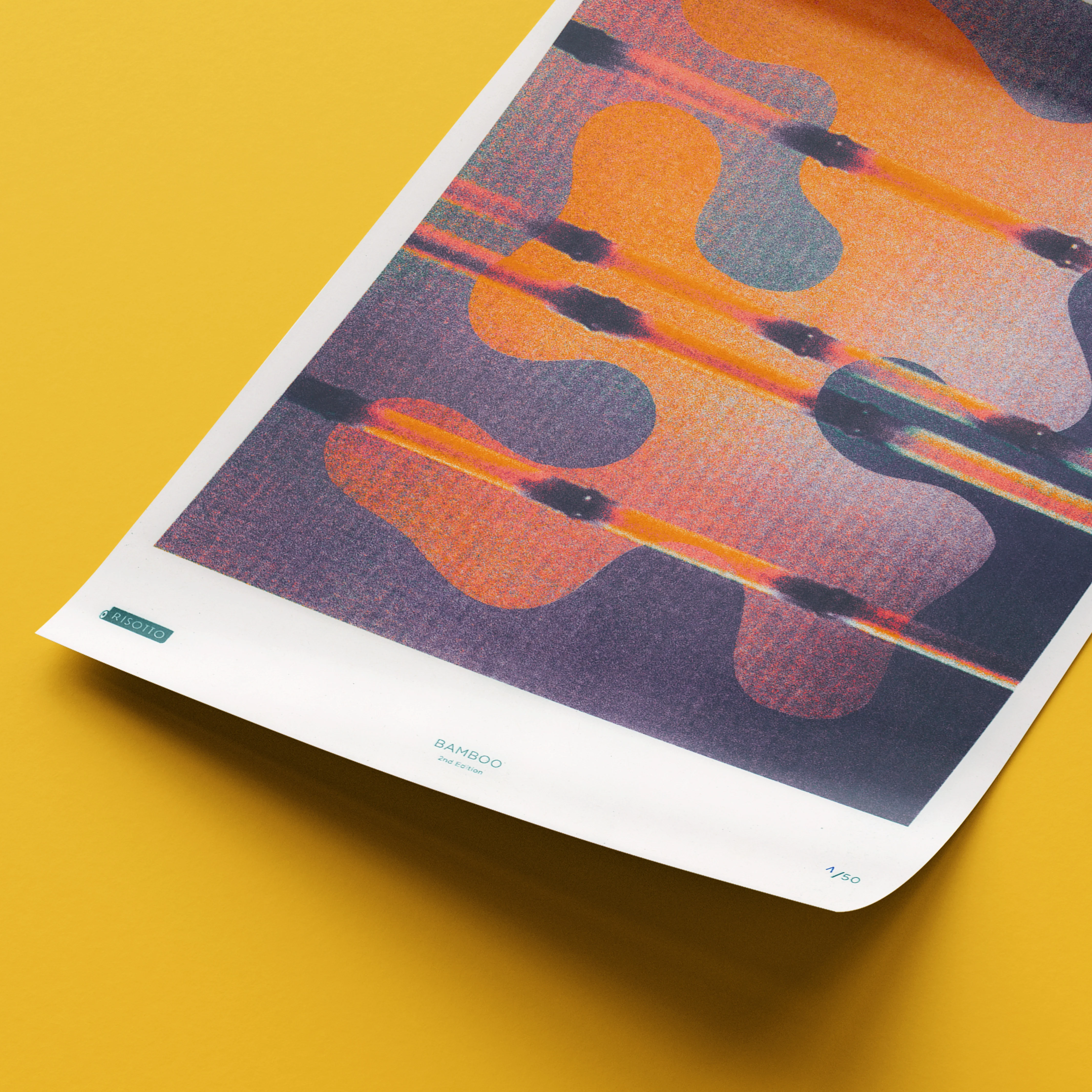 Bamboo A3 Risograph Wall Art - Pink & Orange Pattern Print - Image 5