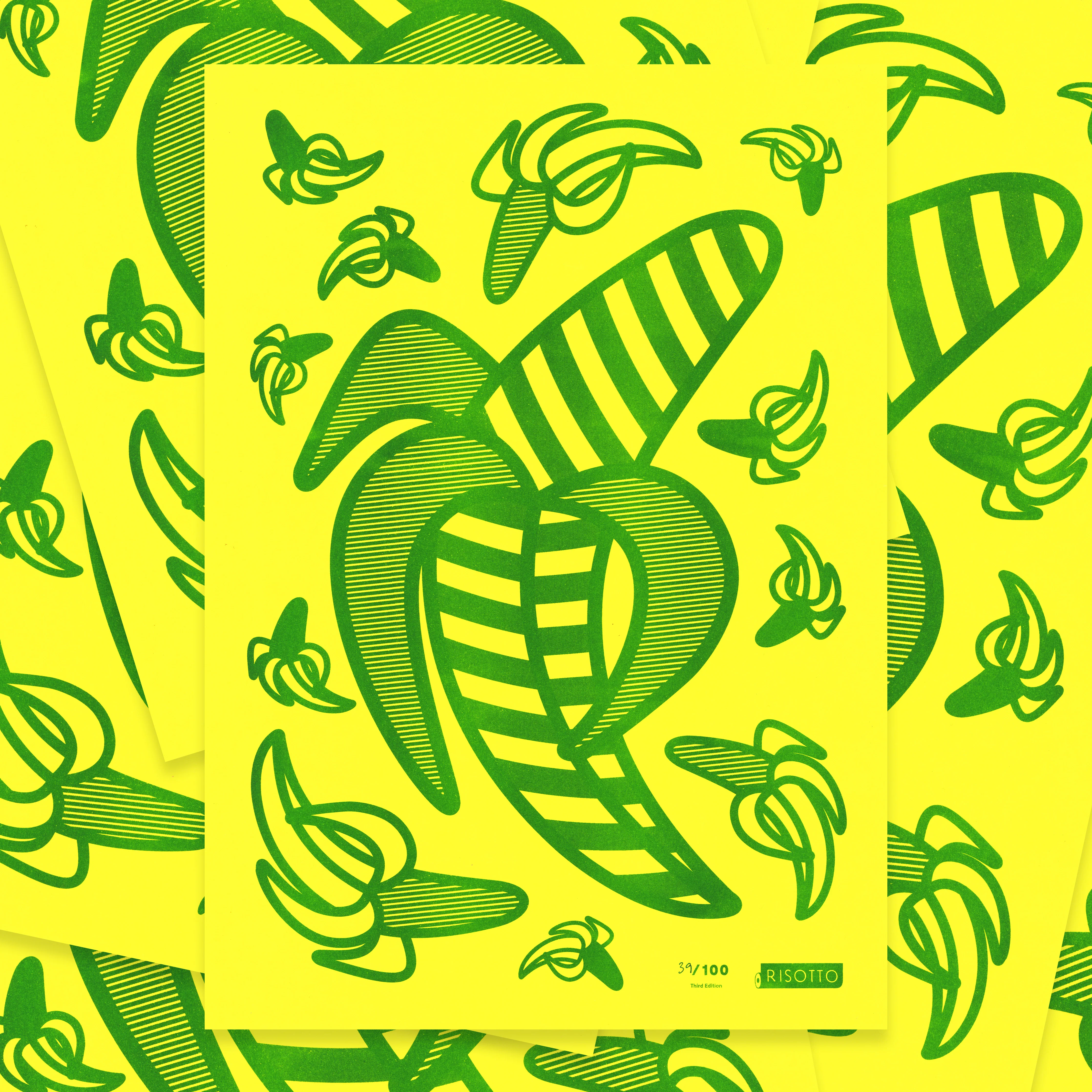 Bananas A3 Risograph Wall Art - Yellow Pop Art Icon Print - Image 4