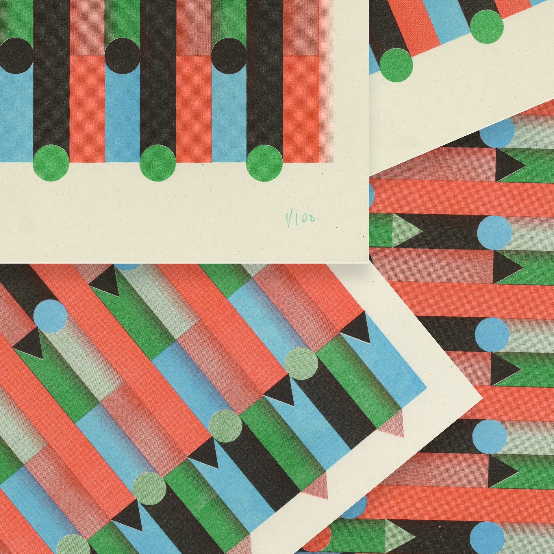 Blackjack A3 Risograph Wall Art - Bauhaus Card Game Print - Image 6