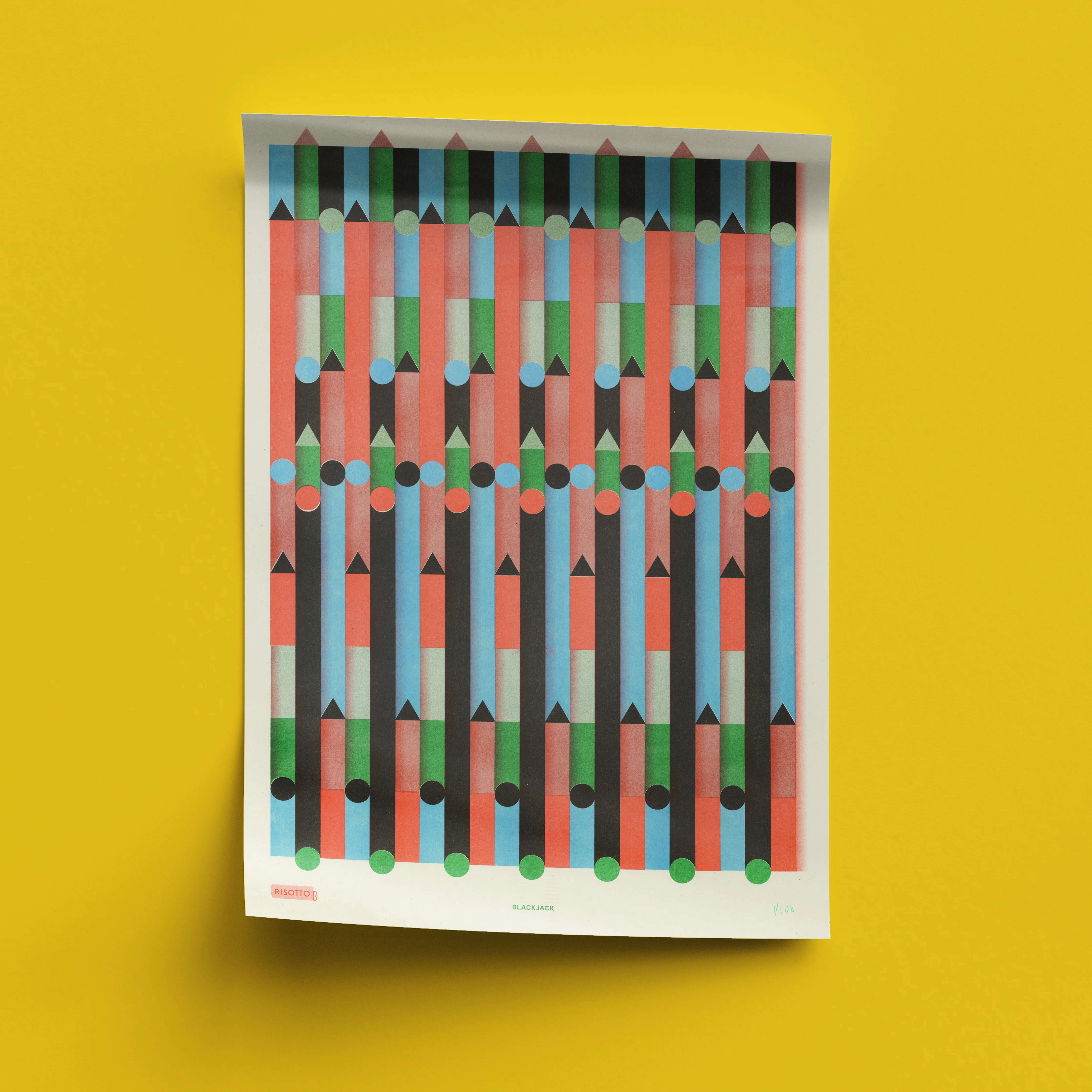 Blackjack A3 Risograph Wall Art - Bauhaus Card Game Print - Image 8