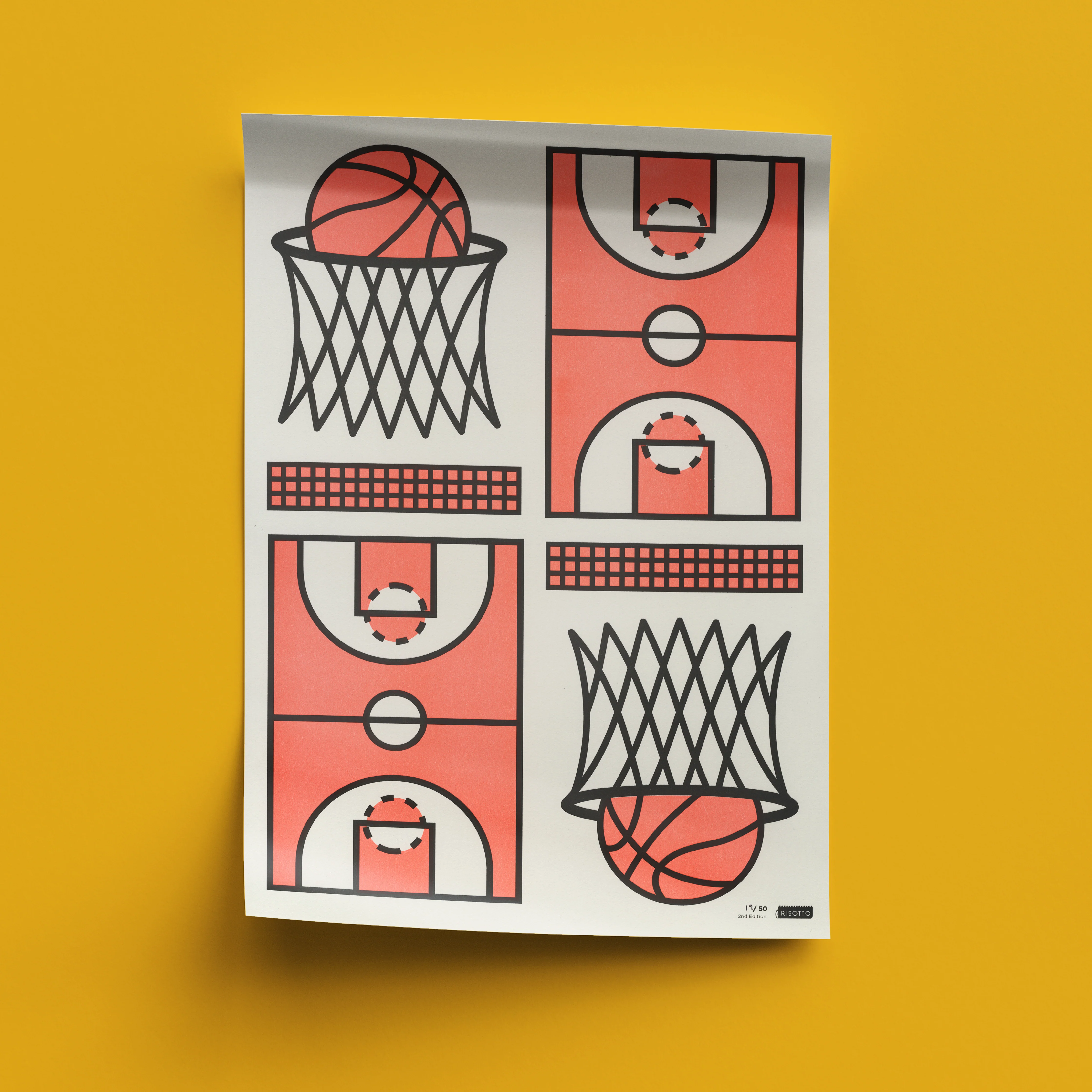 Basket A3 Risograph Wall Art - Basketball Inspired Print - Image 10