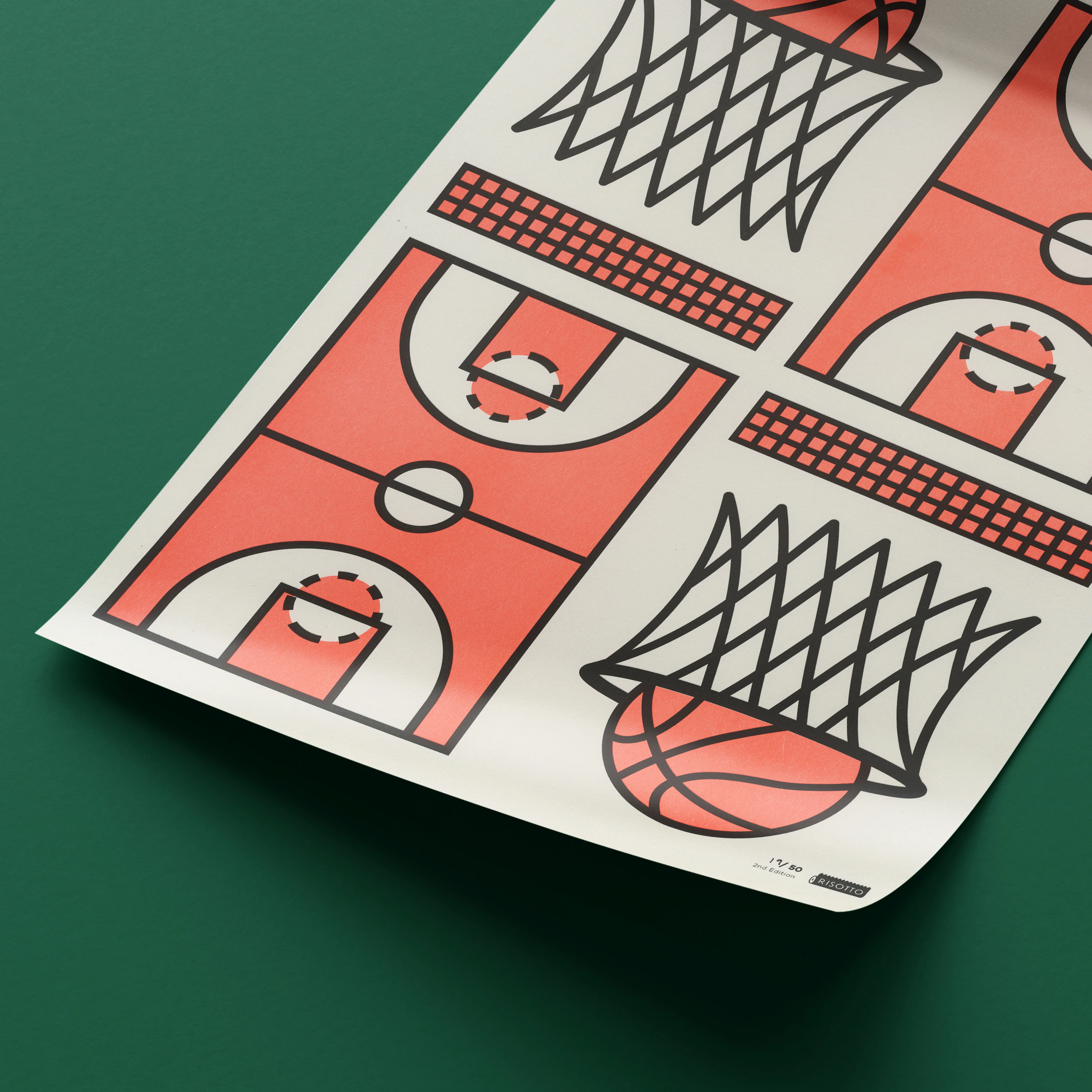 Basket A3 Risograph Wall Art - Basketball Inspired Print - Image 4