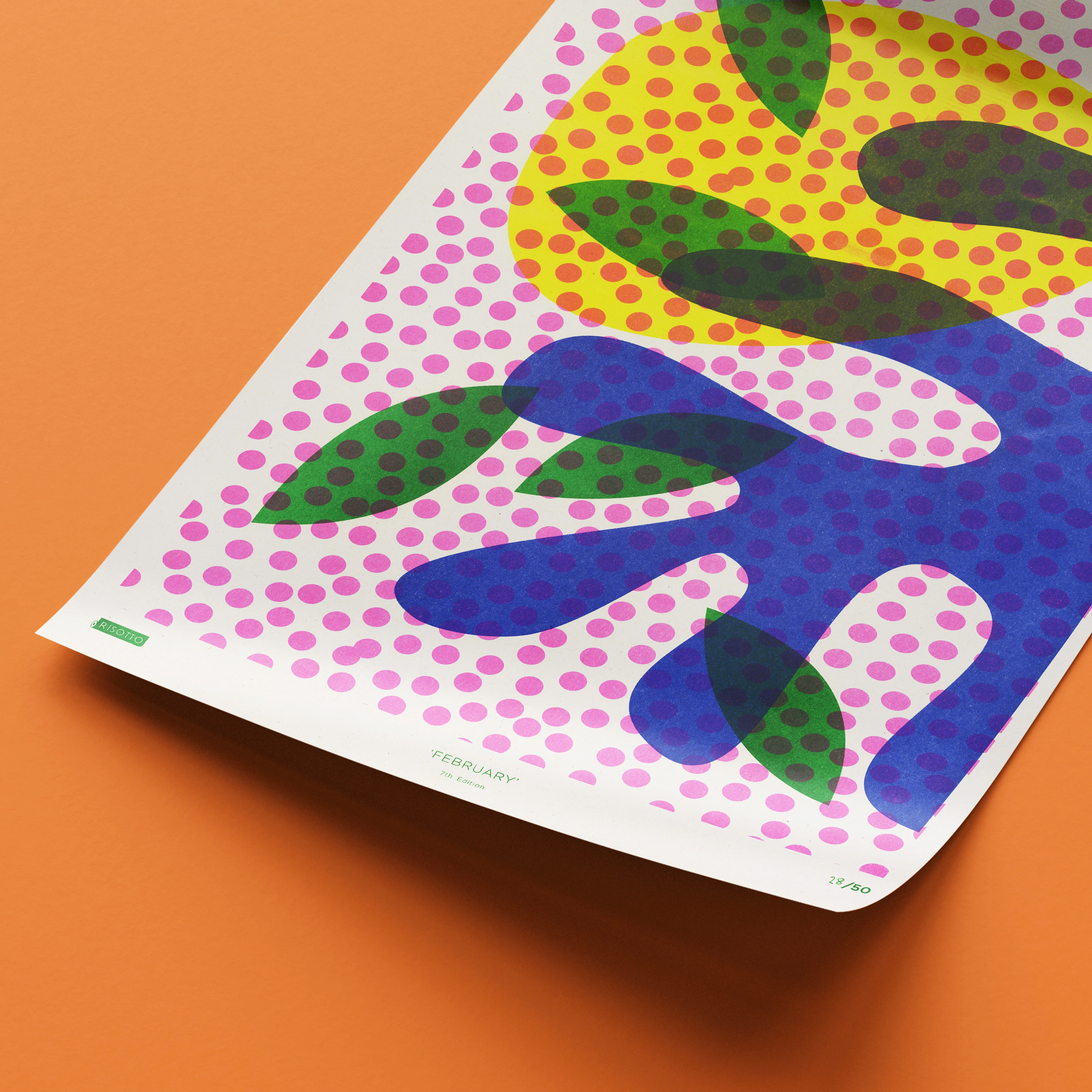 February A3 Risograph Wall Art - Calendar Pattern Print - Image 5