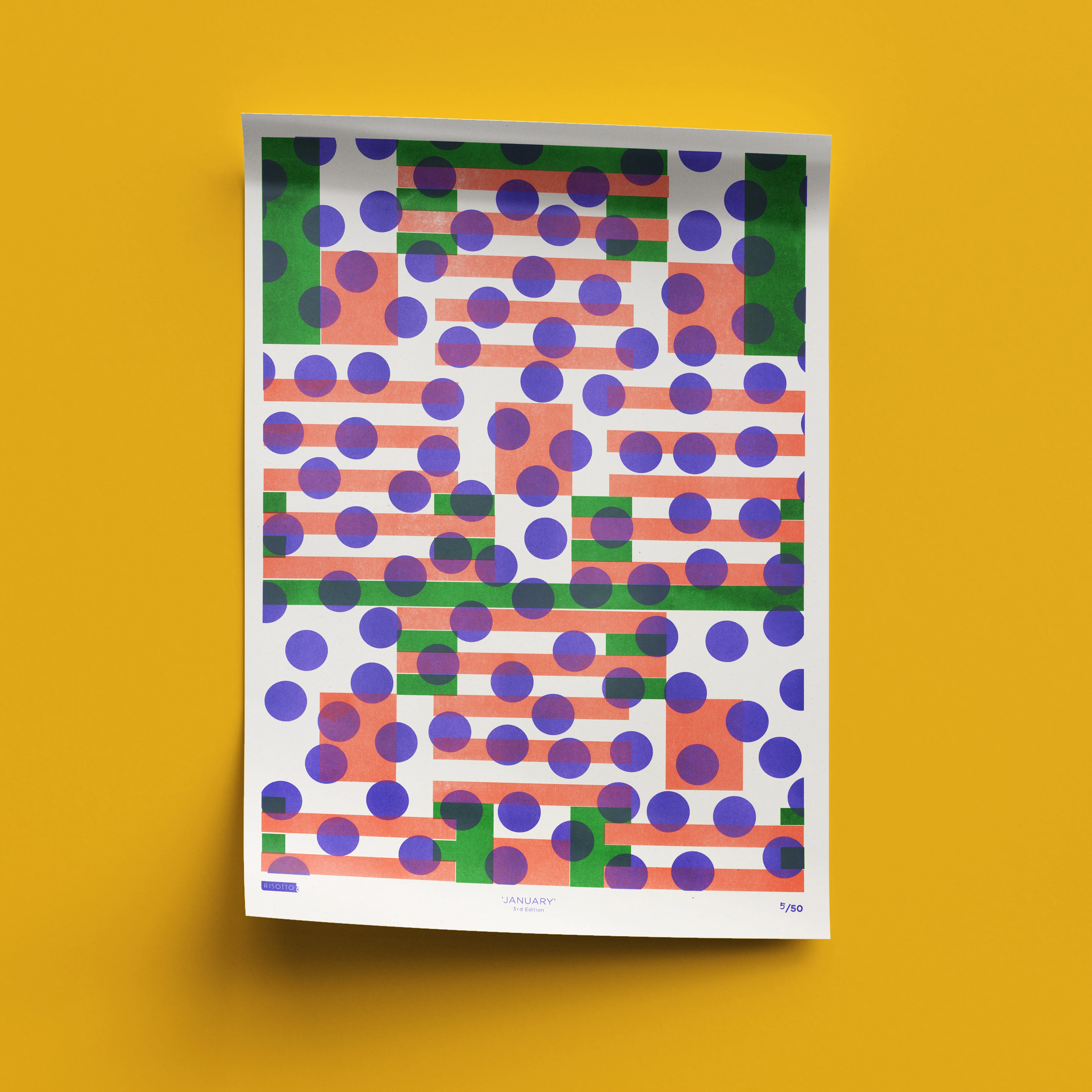 January A3 Risograph Wall Art - Calendar Pattern Print - Image 6