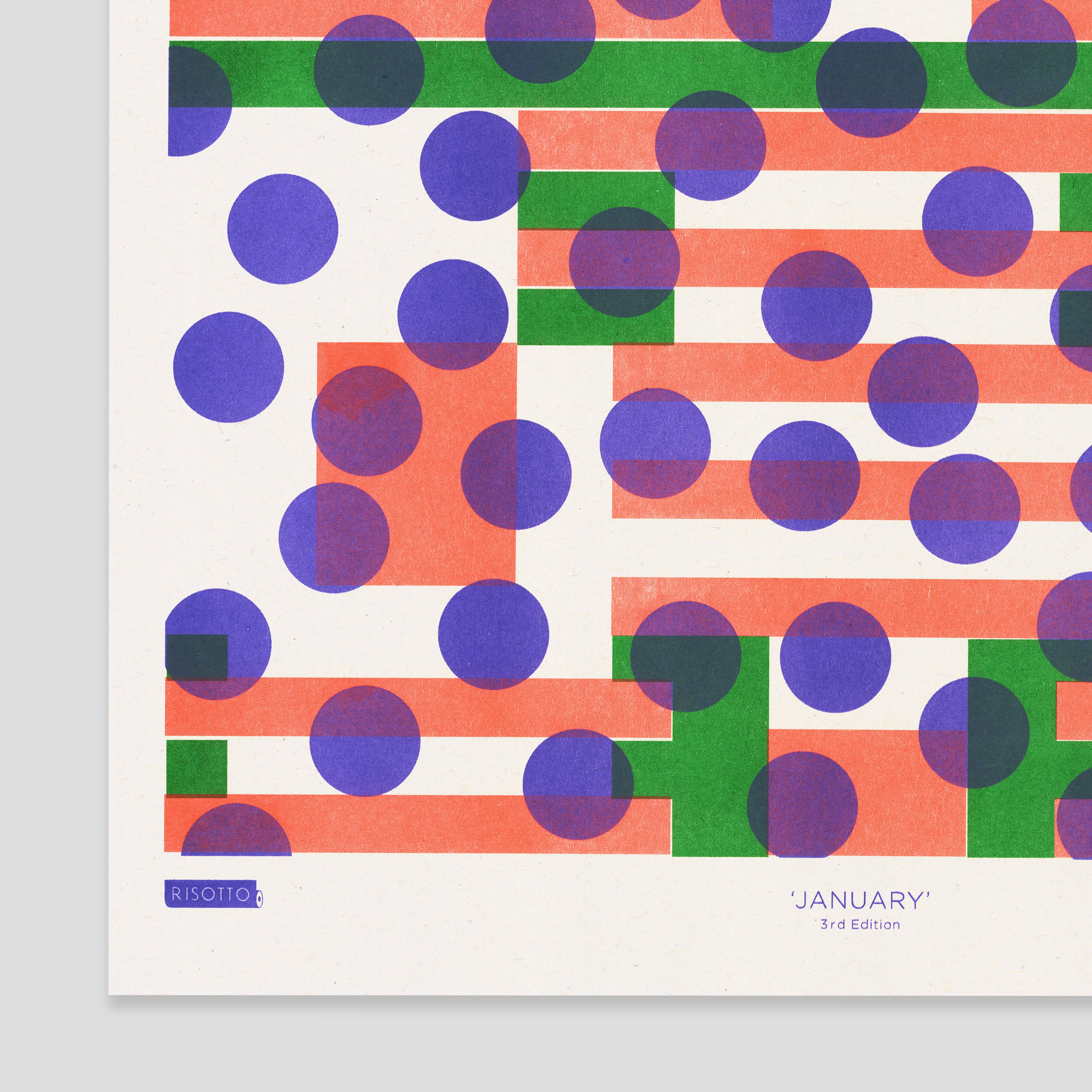 January A3 Risograph Wall Art - Calendar Pattern Print - Image 7
