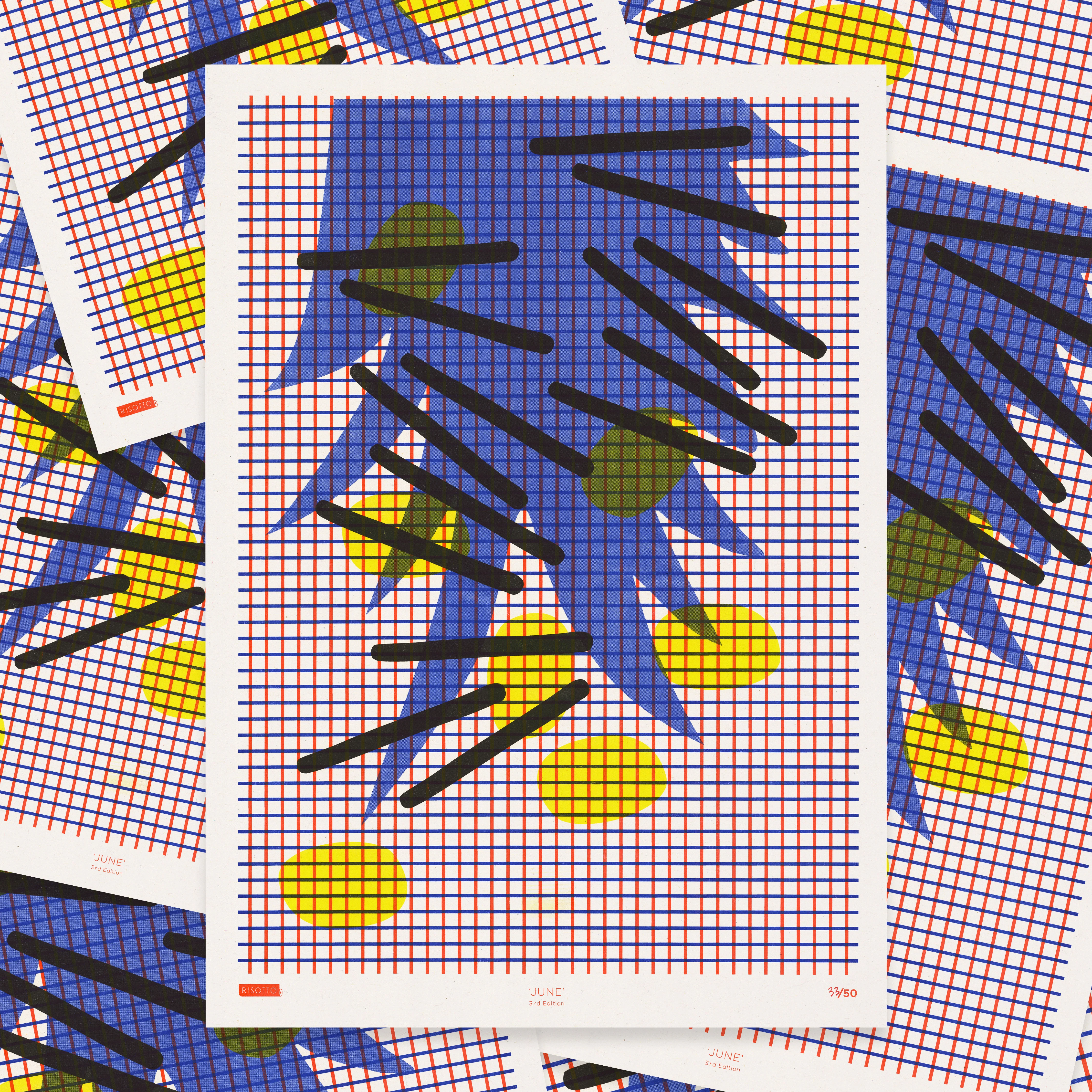 June A3 Risograph Wall Art - Calendar Pattern Print - Image 4