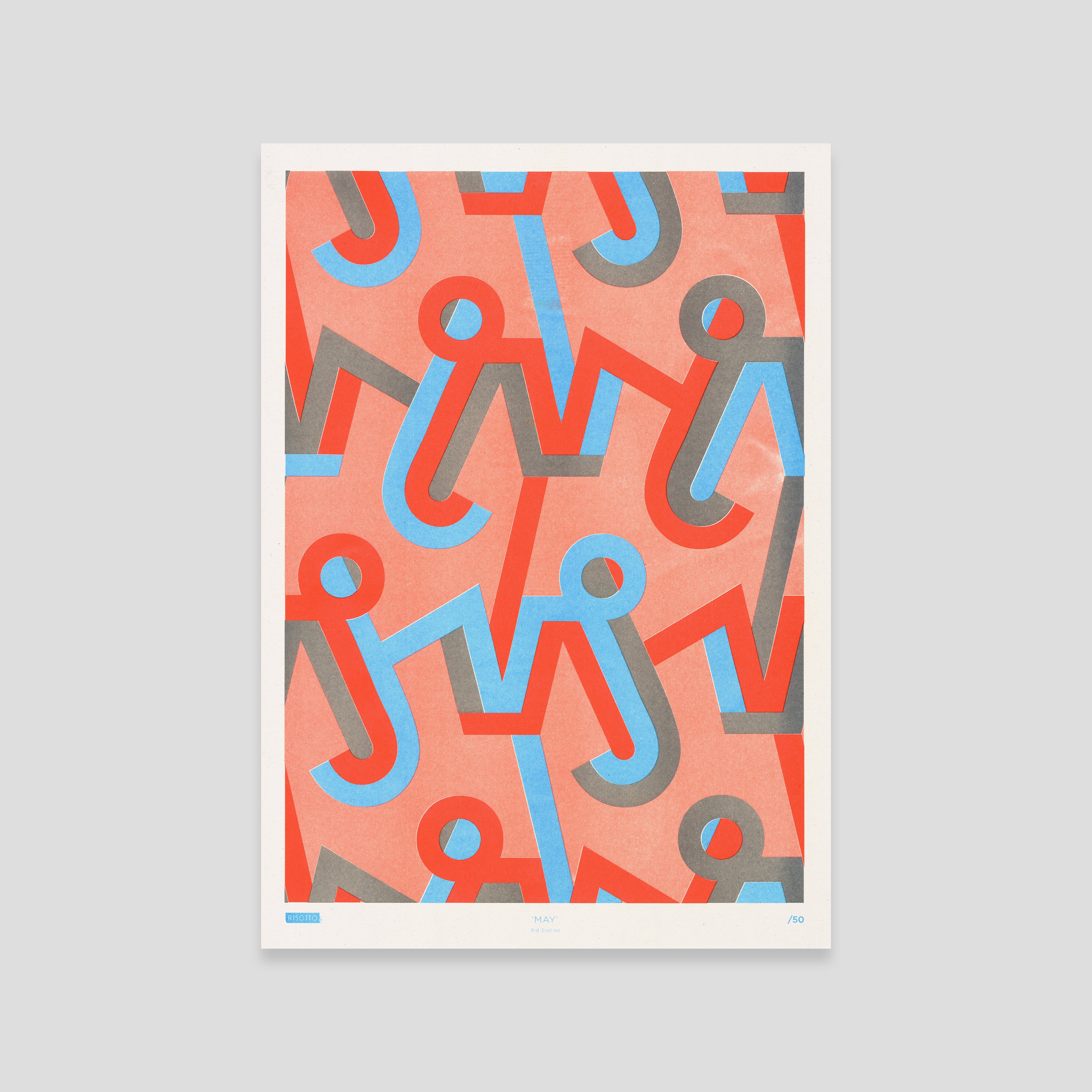 May A3 Risograph Wall Art - Calendar Pattern Print - Image 3