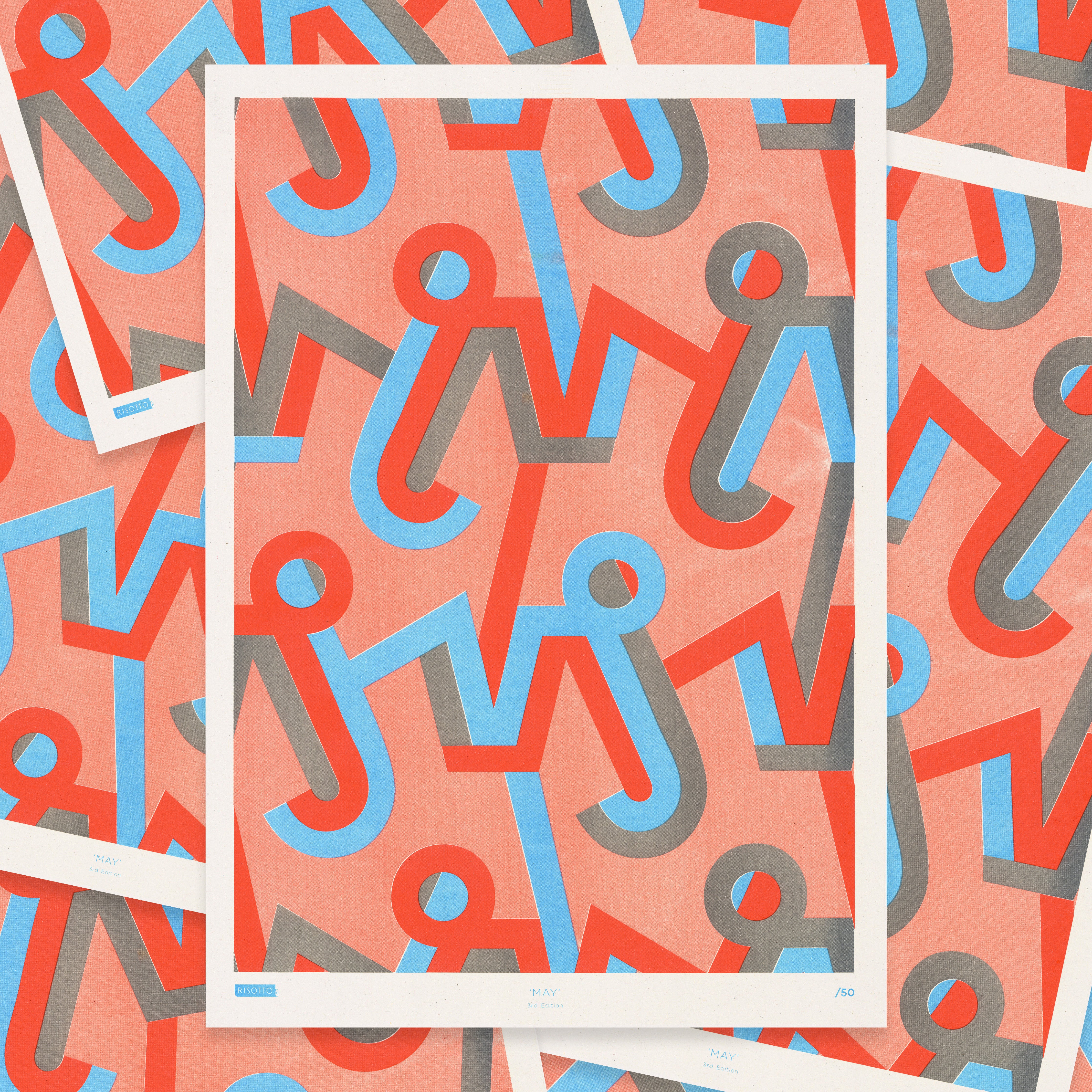 May A3 Risograph Wall Art - Calendar Pattern Print - Image 4