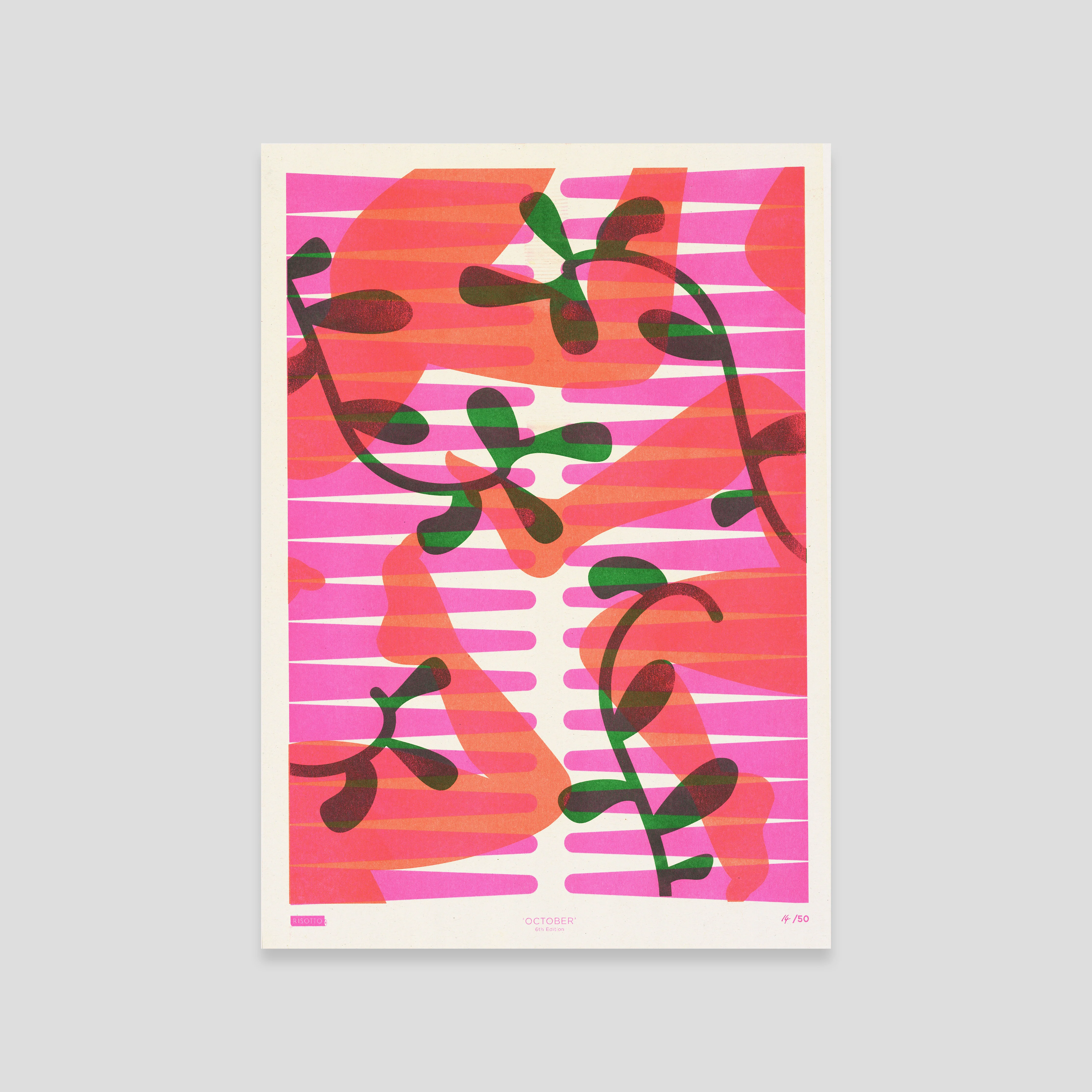 October A3 Risograph Wall Art - Calendar Pattern Print - Image 3