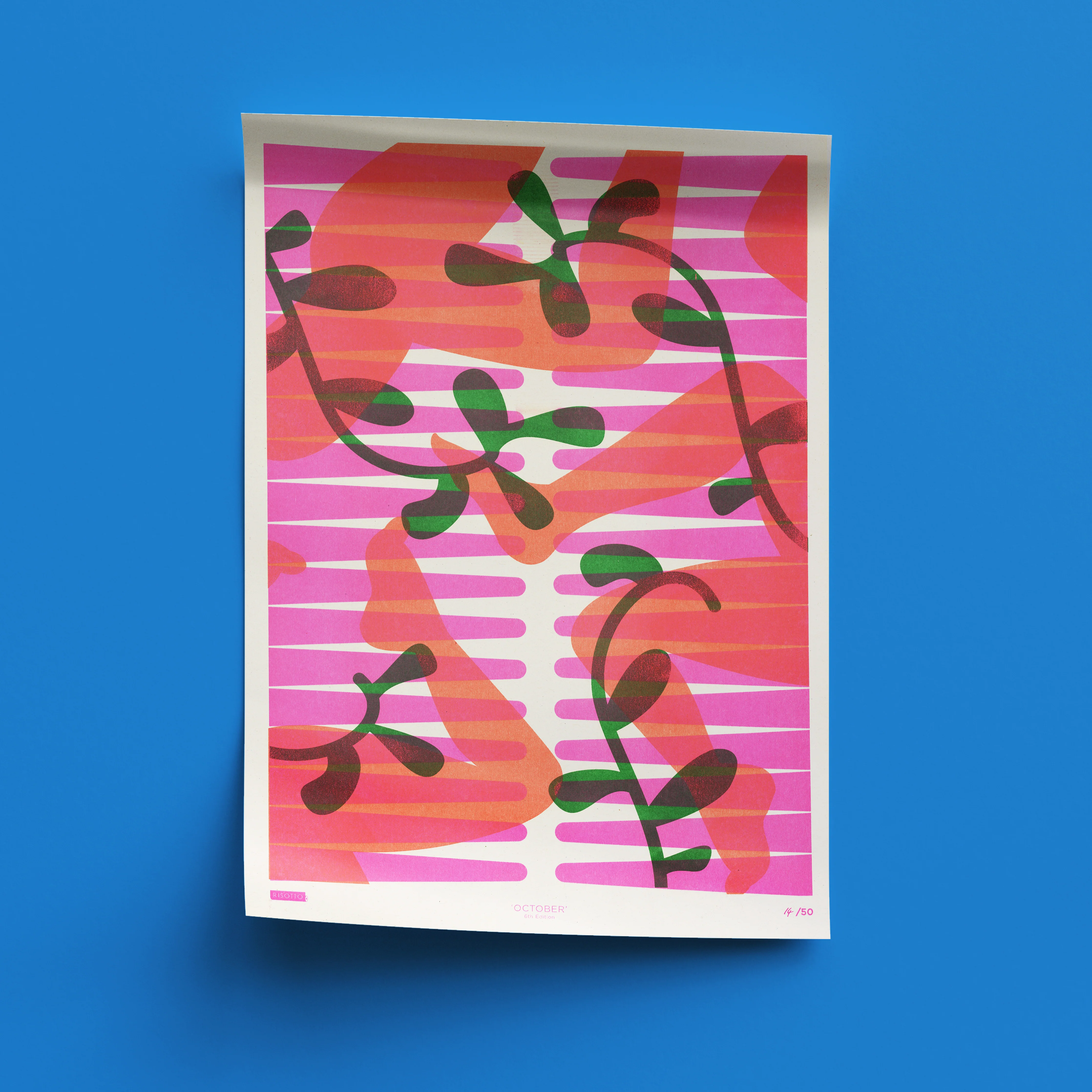 October A3 Risograph Wall Art - Calendar Pattern Print - Image 6