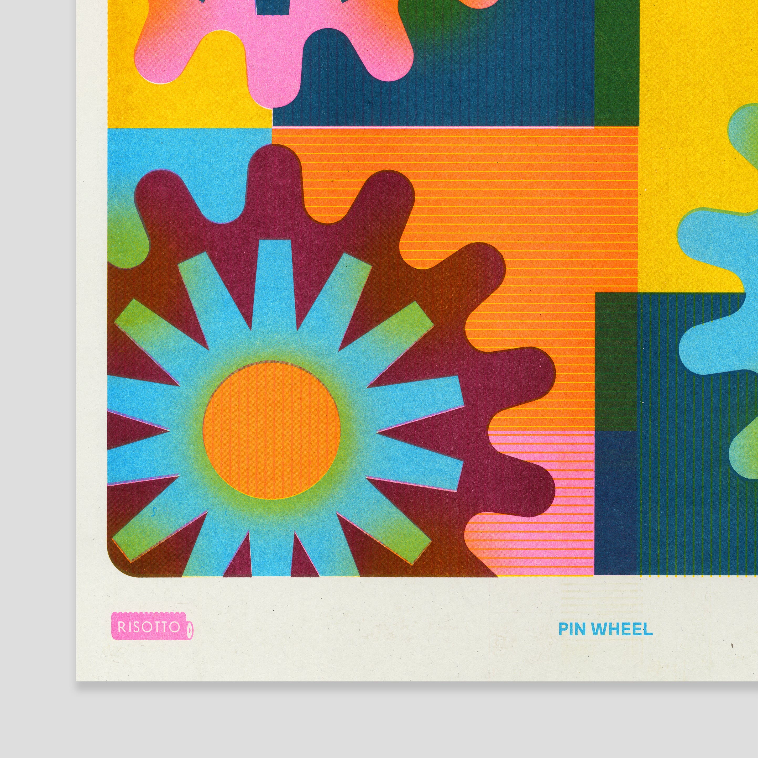Pin Wheel A3 Risograph Wall Art - Abstract Graphic Print - Image 5