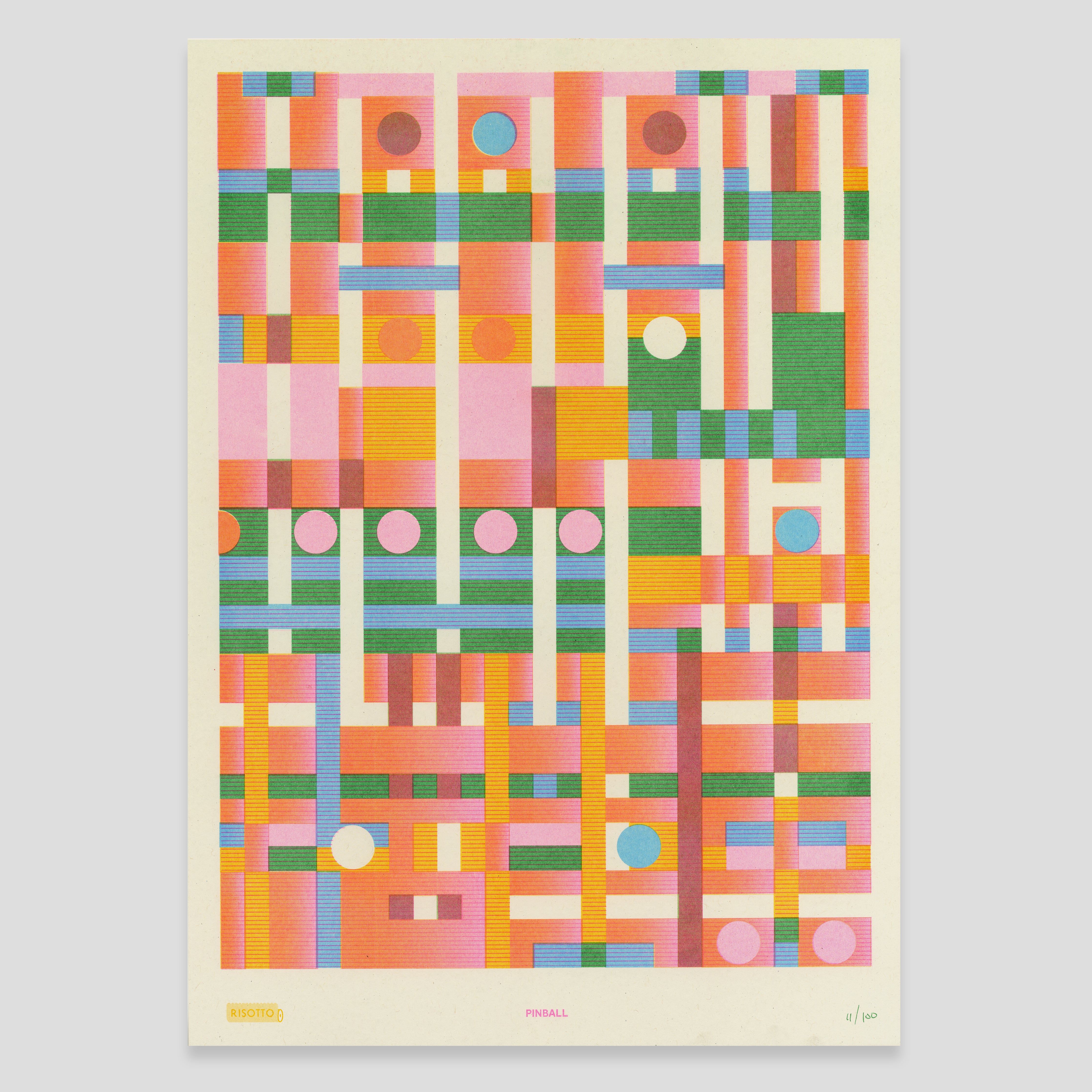 Pinball A3 Risograph Wall Art - Retro Arcade Graphic Print - Image 3