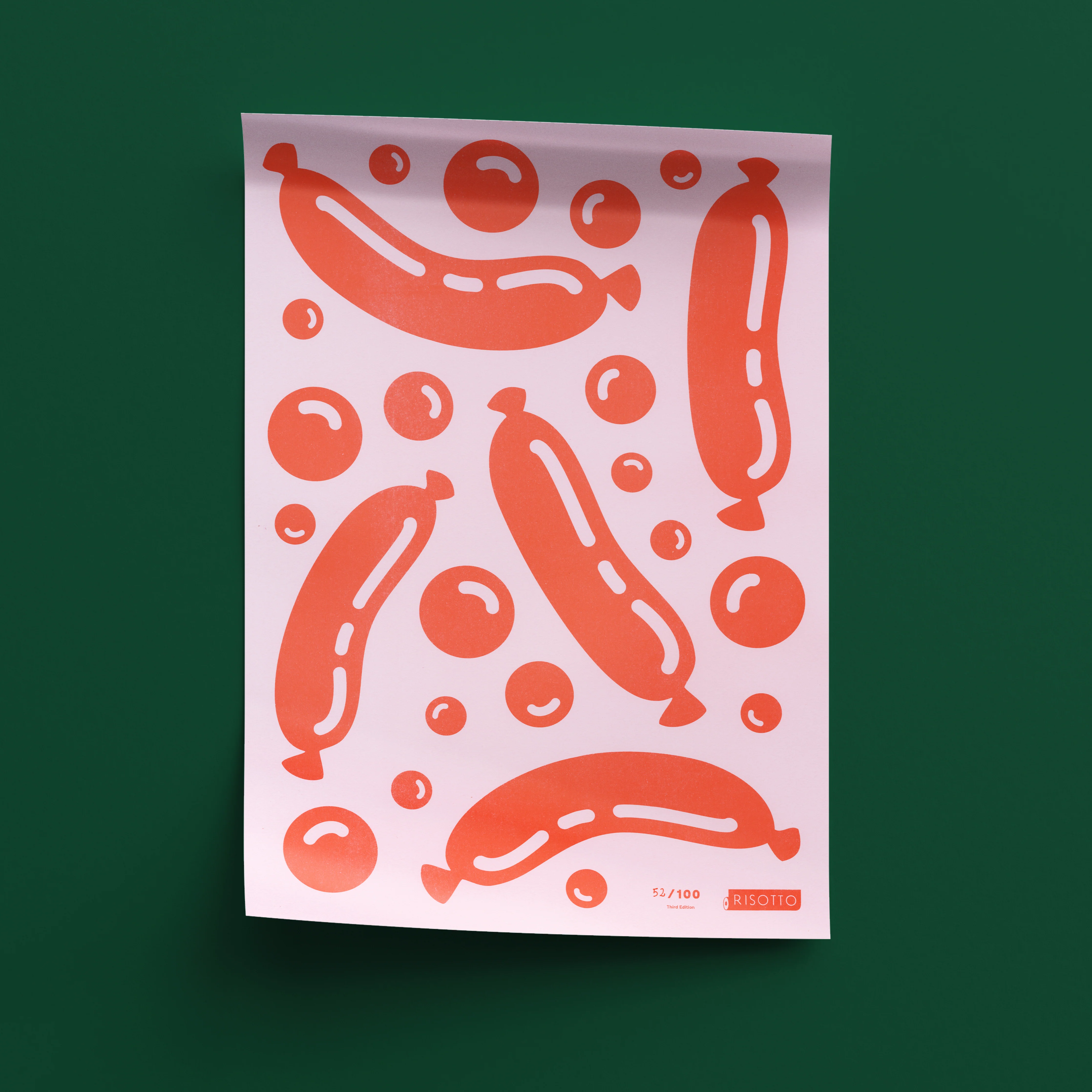 Sausages A3 Risograph Wall Art - Pink Pop Art Print - Image 7