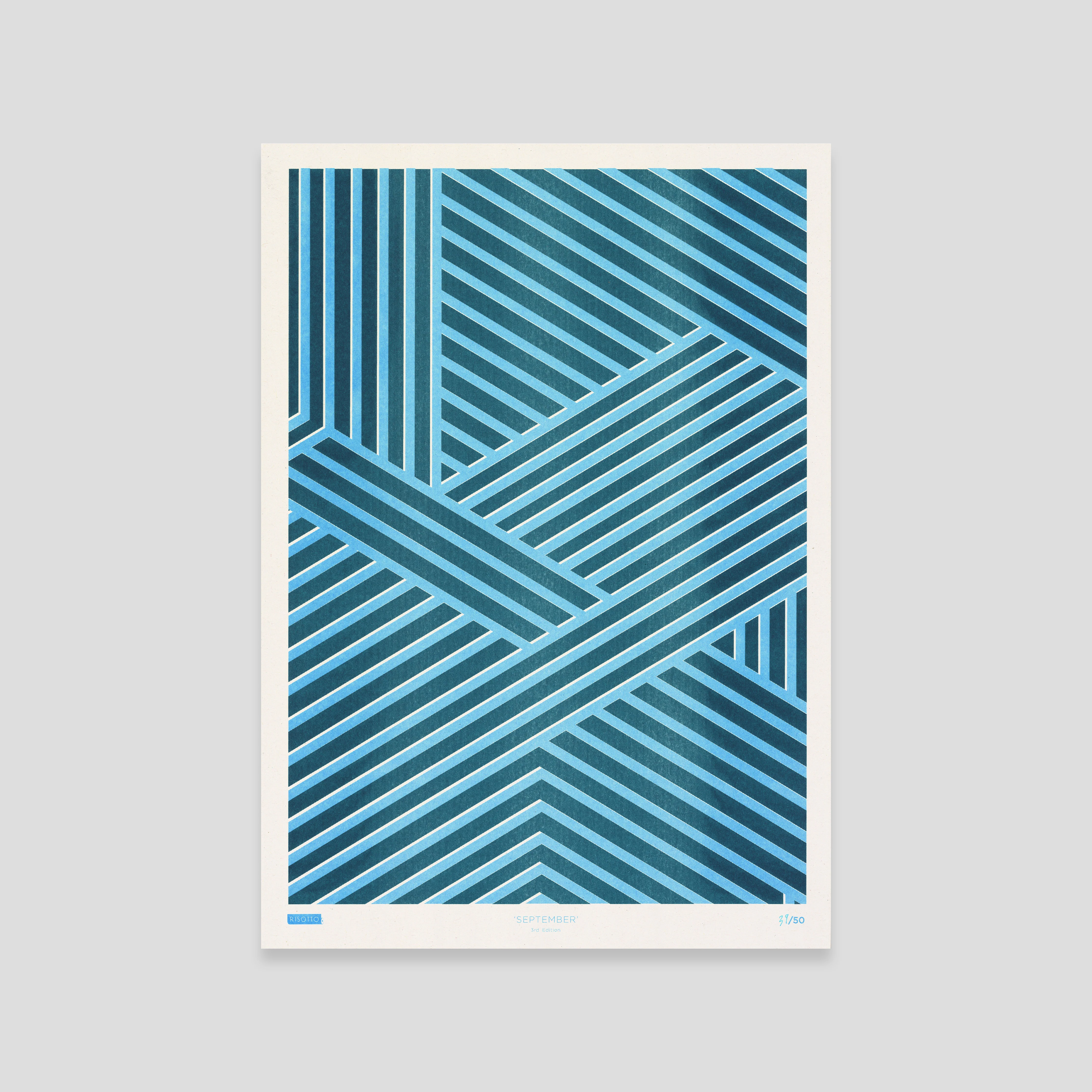 September A3 Risograph Wall Art - Calendar Pattern Print - Image 3