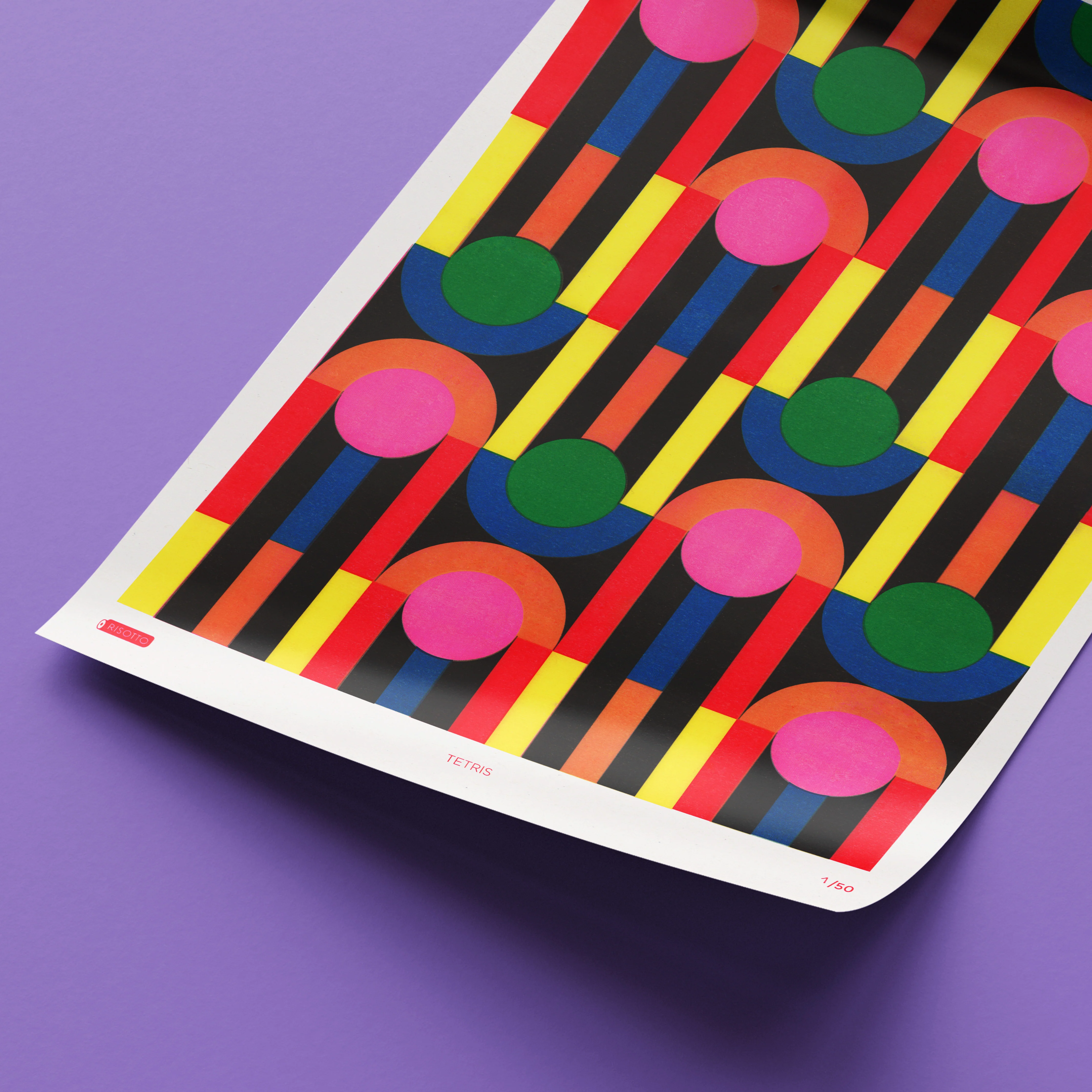 Tetris A2 Risograph Wall Art - Limited Edition Geometric Print - Image 5