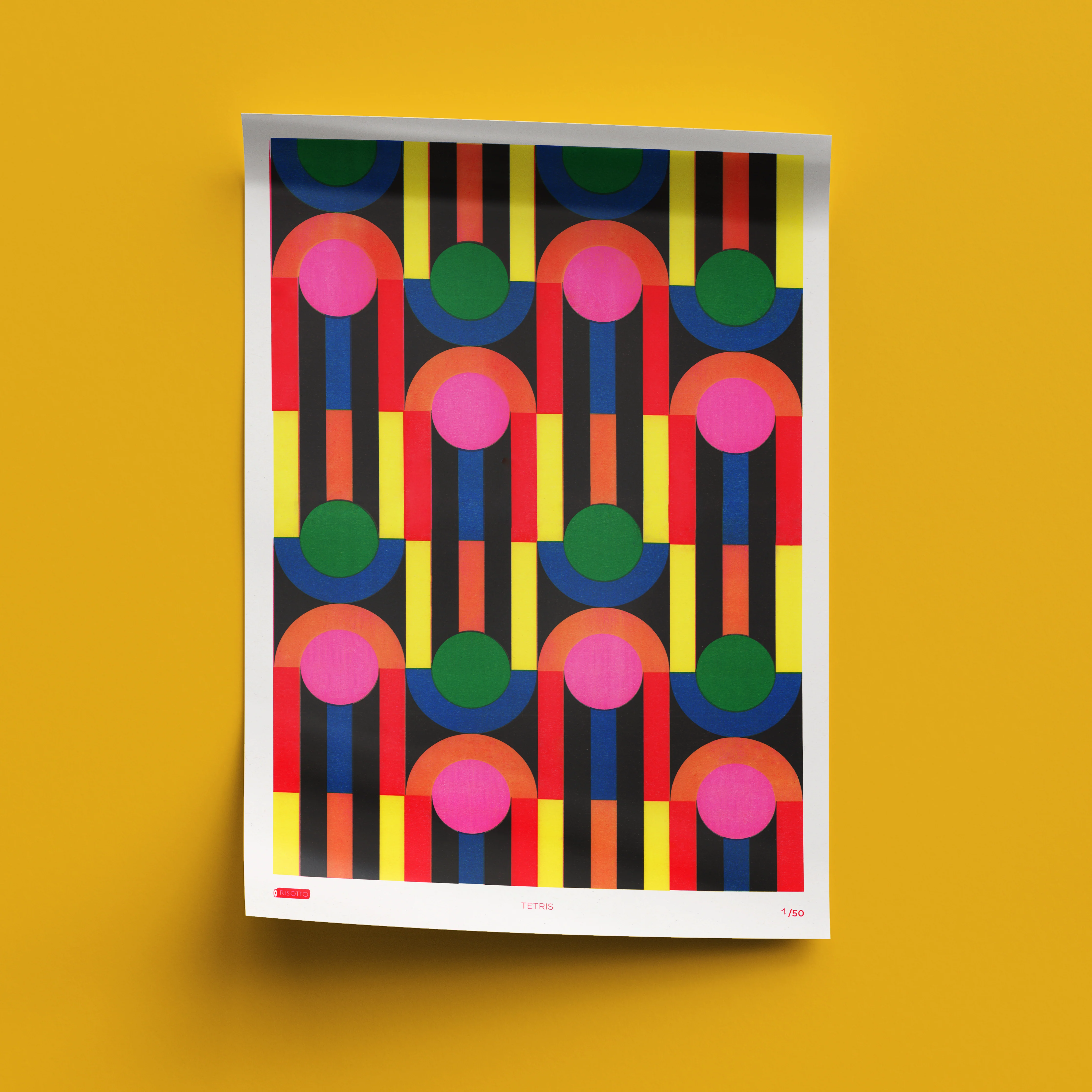Tetris A2 Risograph Wall Art - Limited Edition Geometric Print - Image 6
