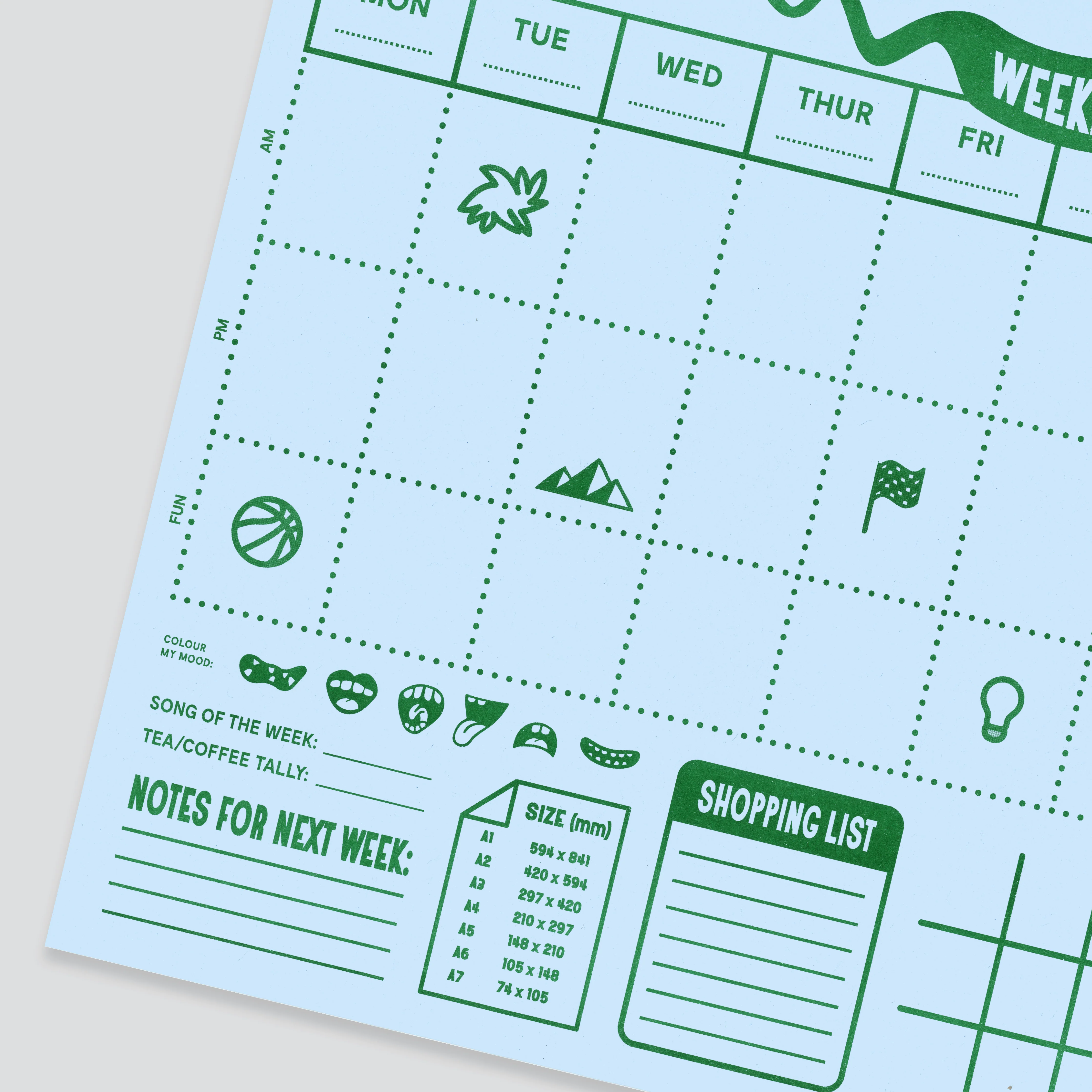 A3 Weekly Desktop Planner: Blue - a Giant & Bright Notepad to plan your days - Image 7