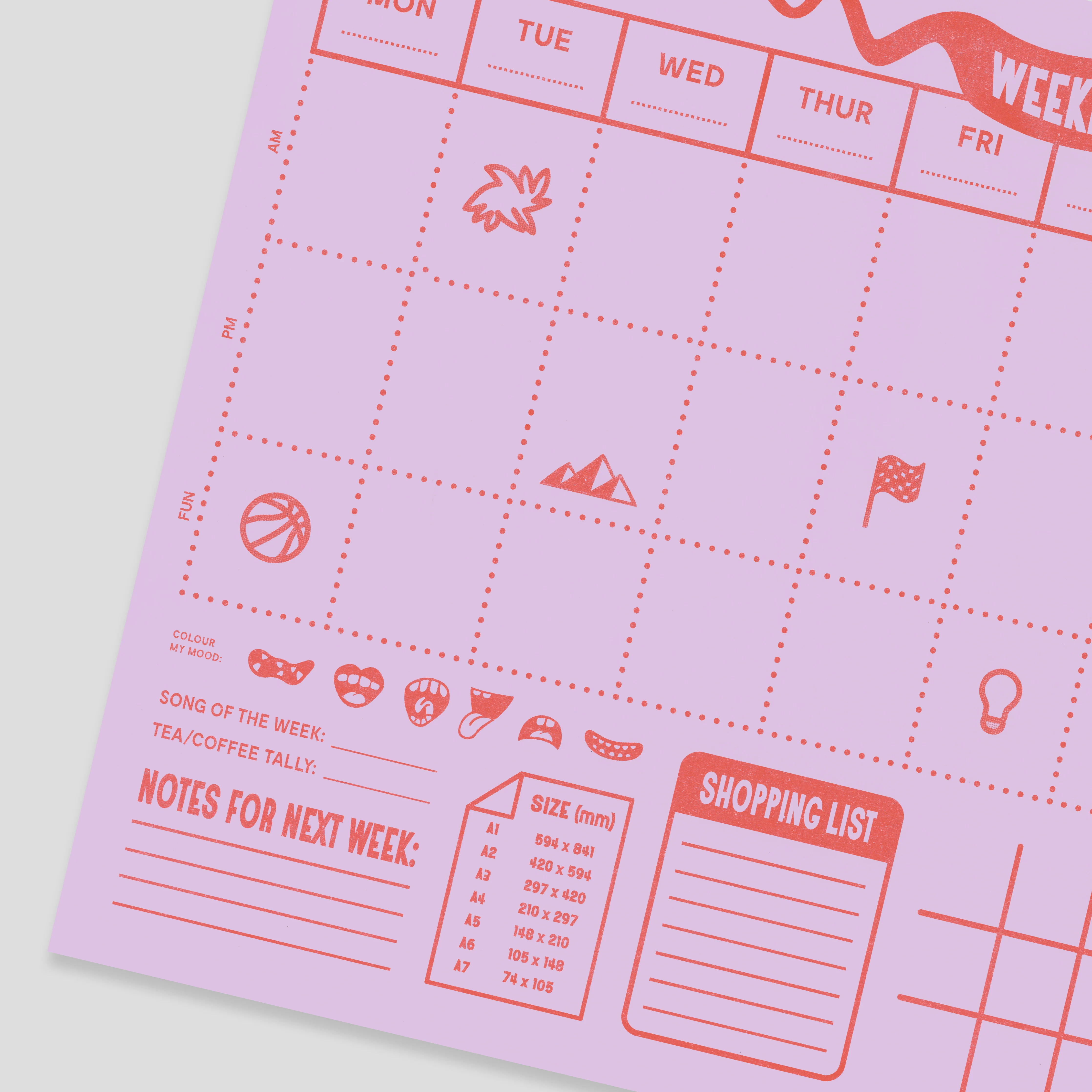 A3 Weekly Desktop Planner: Lilac - a Giant & Bright Notepad to plan your days - Image 5