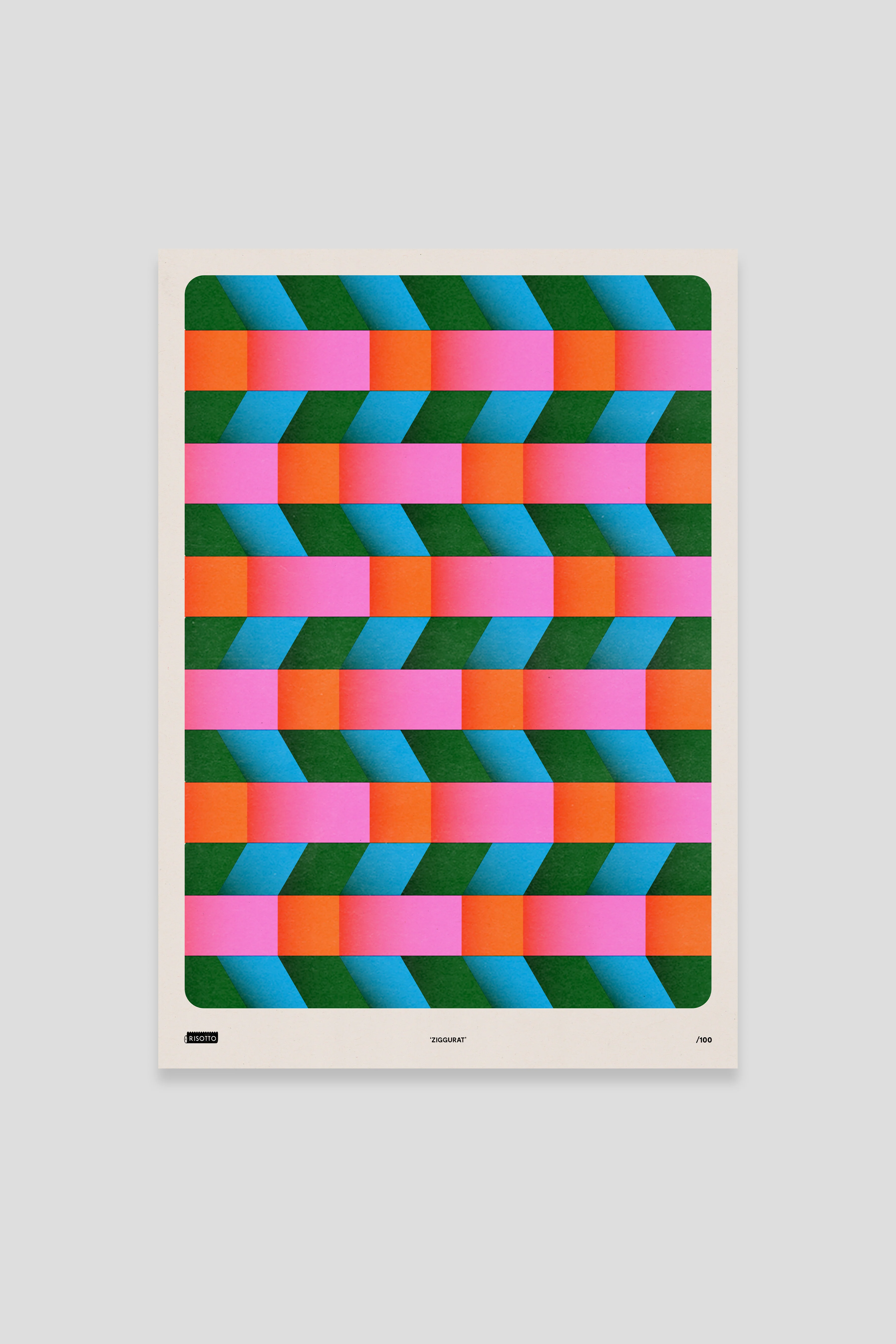 Ziggurat A3 Risograph Wall Art - Woven Texture Print