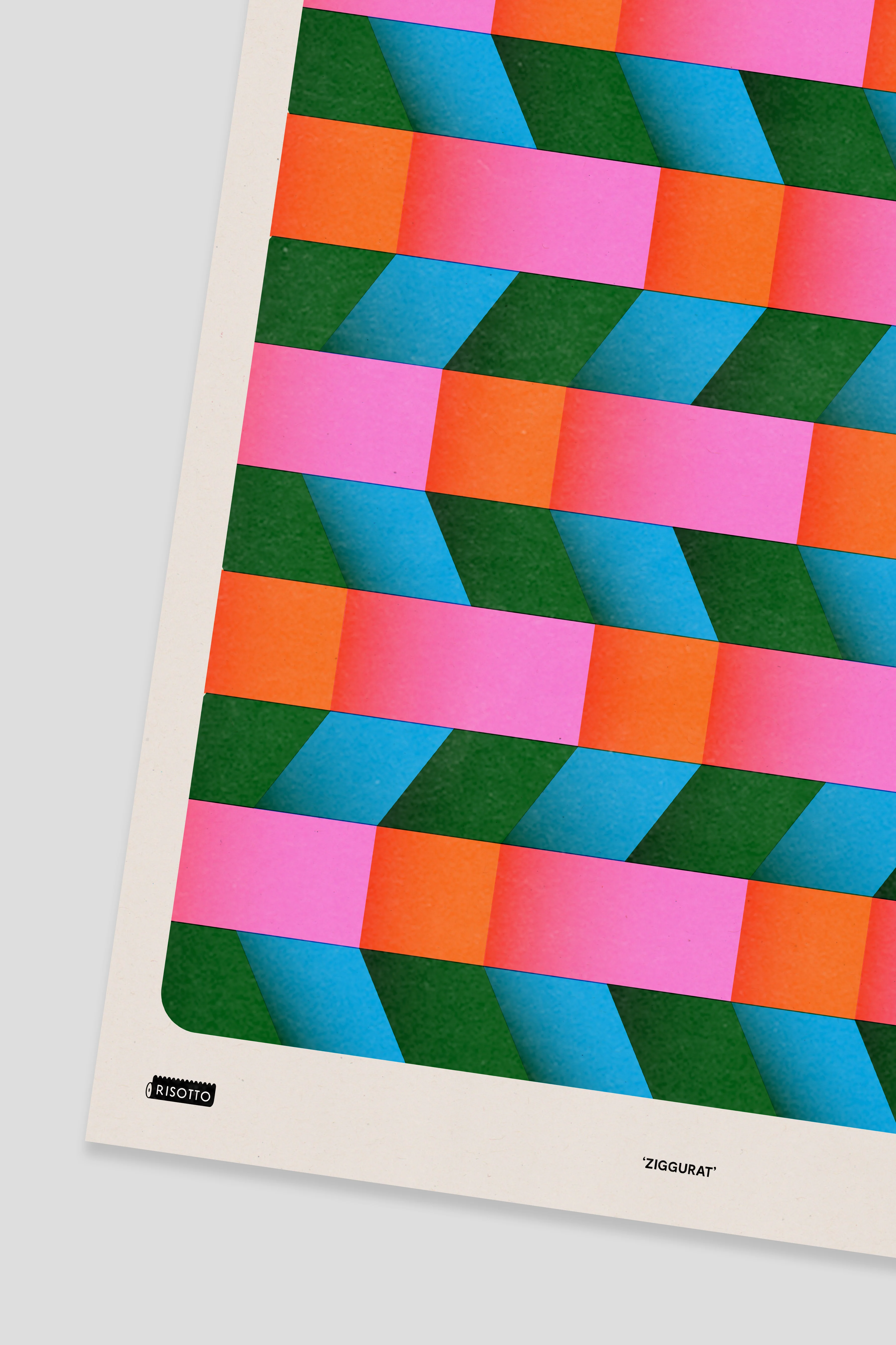 Ziggurat A3 Risograph Wall Art - Woven Texture Print - Image 2
