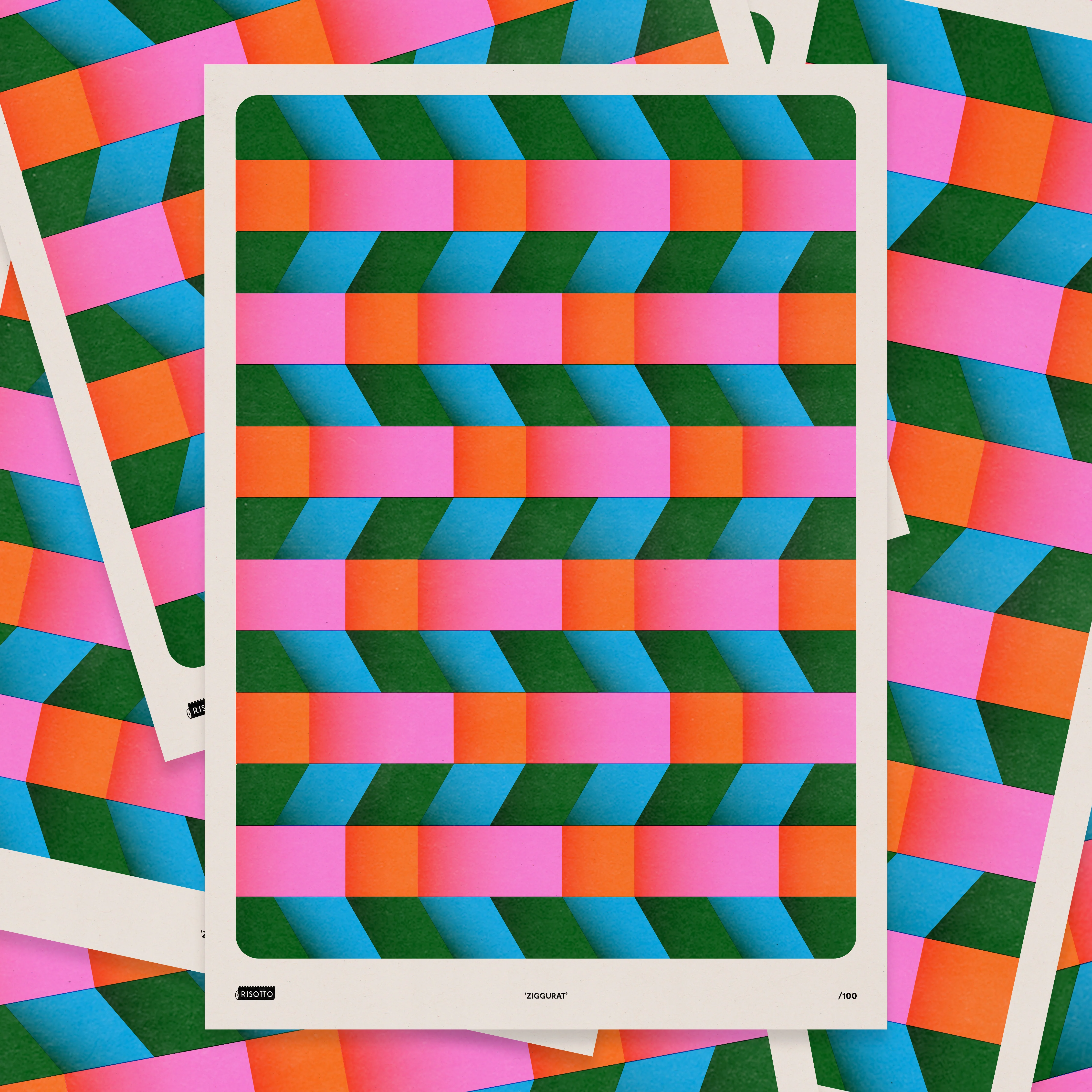 Ziggurat A3 Risograph Wall Art - Woven Texture Print - Image 4