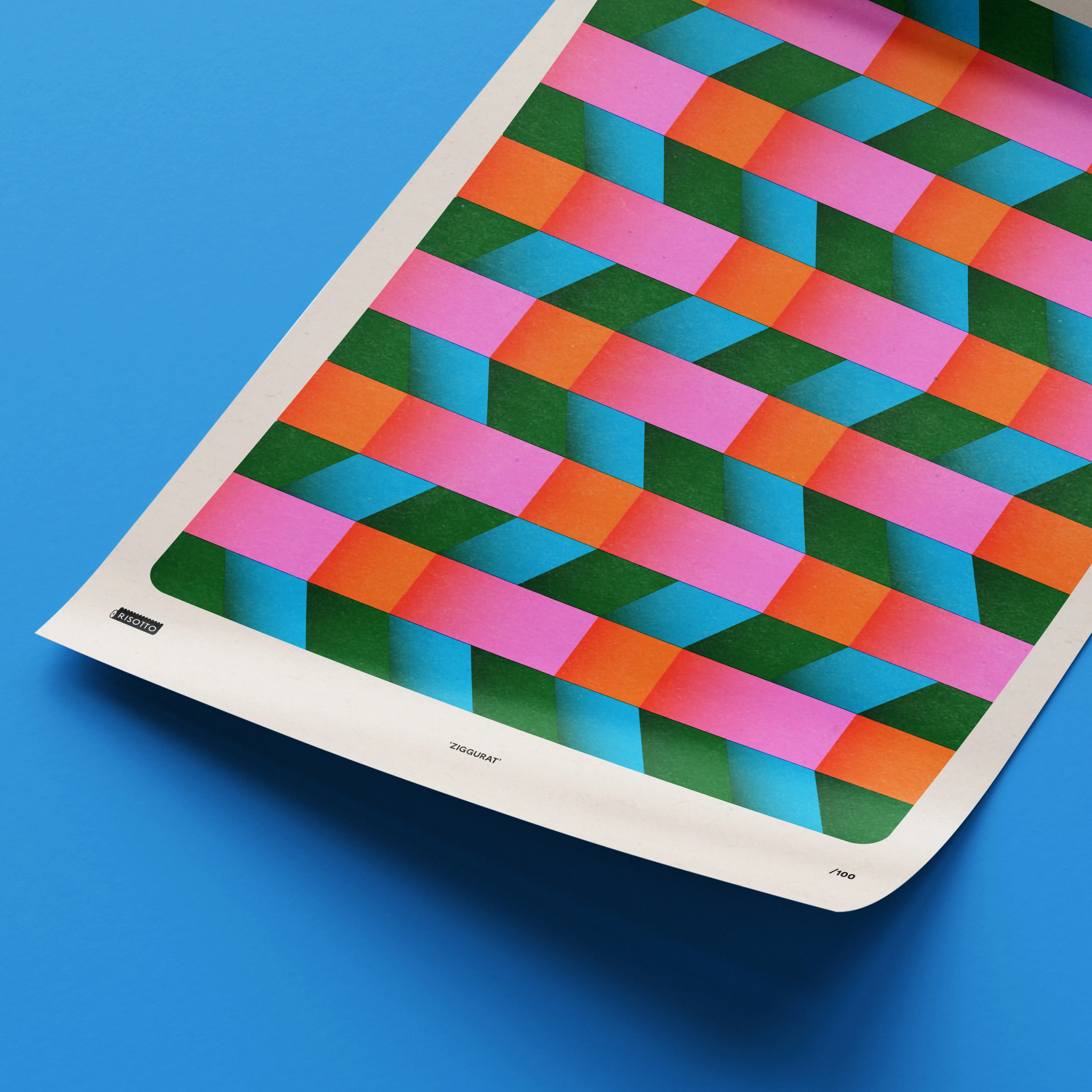 Ziggurat A3 Risograph Wall Art - Woven Texture Print - Image 5