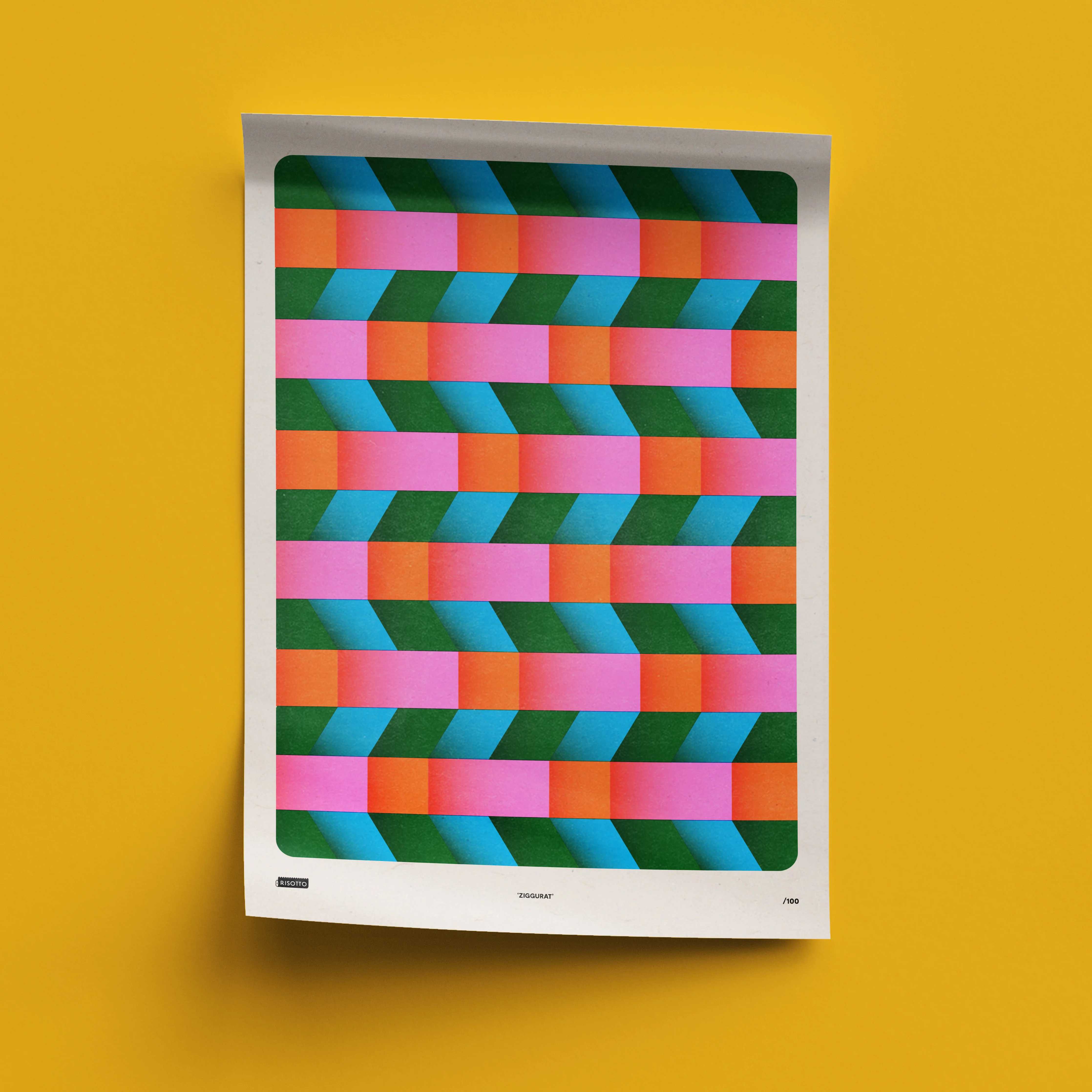 Ziggurat A3 Risograph Wall Art - Woven Texture Print - Image 6